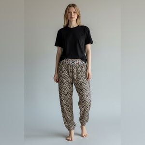 THML Black and Cream Patterned Joggers